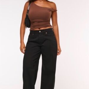 NWT! Abercrombie & Fitch Gray/Black Low Rise Baggy Jeans, Size 26 Extra Short